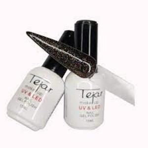 Tejar - Esmalte semipermanente x15ml - Negro con glitter